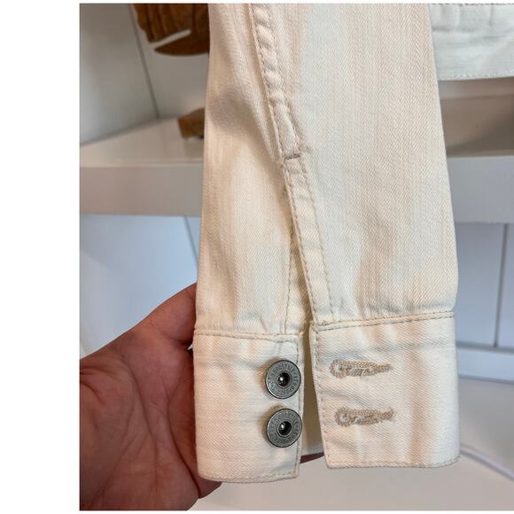 Aeropostale White Denim Jacket Med Rhinestone Strawberry Embellished Y2K Style - Picture 8 of 16